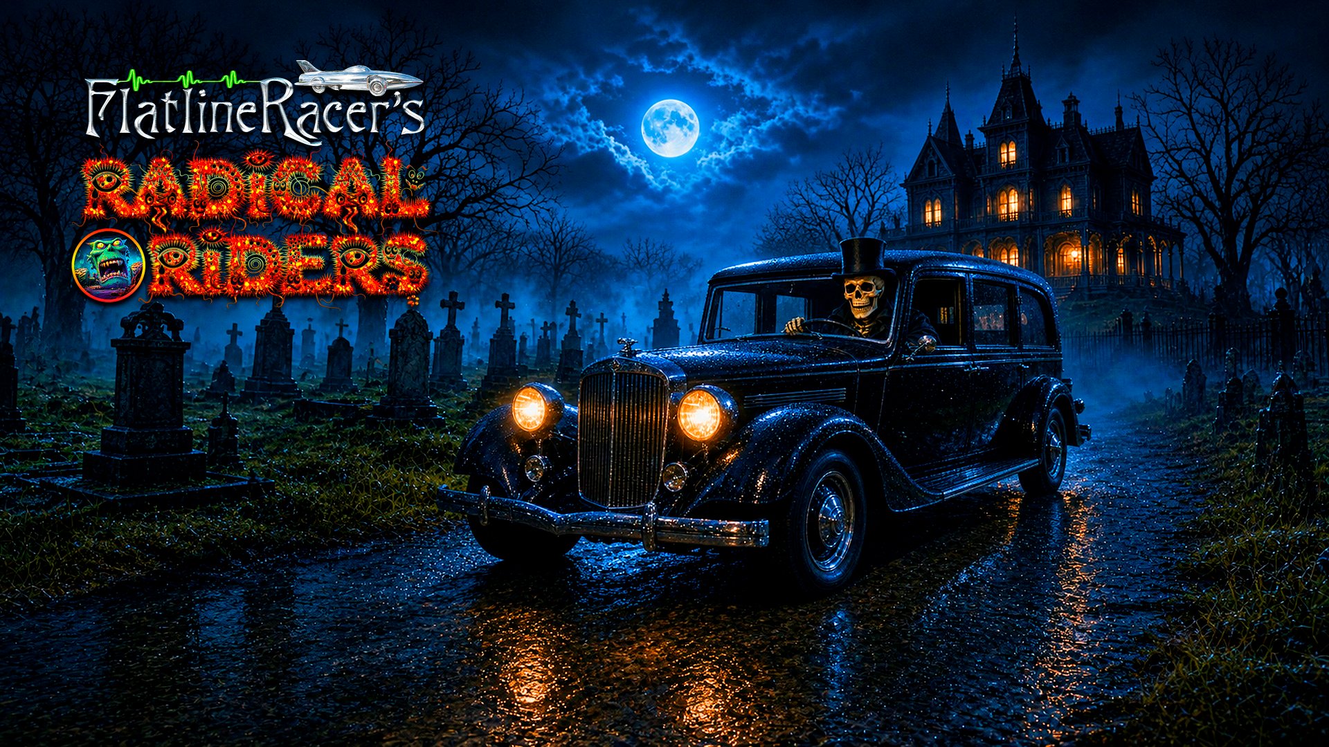 Cemetery hearse — studio logo