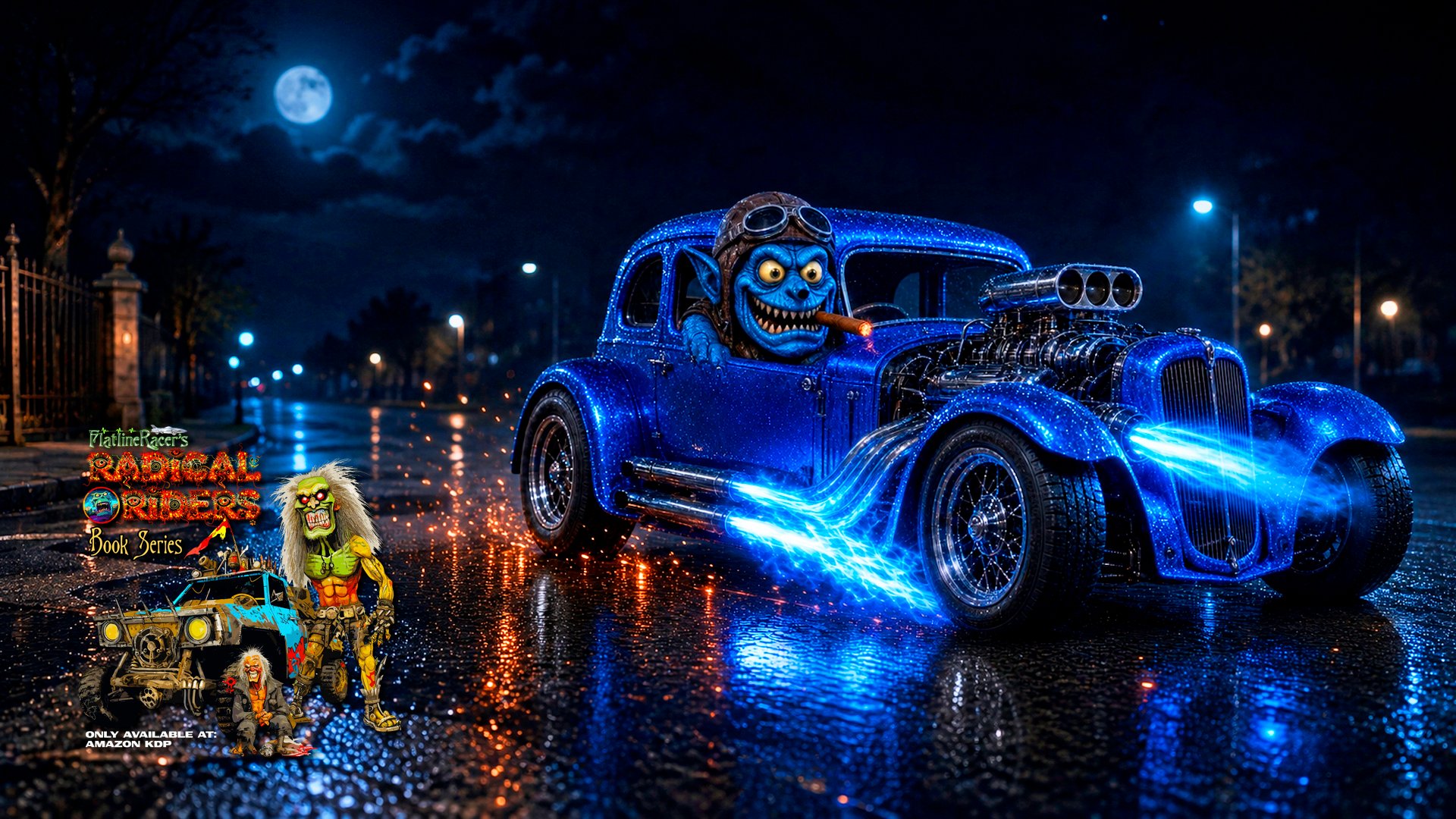 Blue glitter hot rod — book series